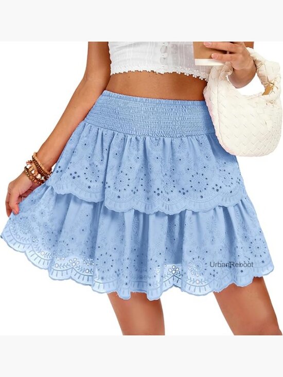 Dresses & Skirts - Pleated Mini Skirt High Waist Flowy Ruffle Layered A Line Y2K
